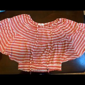 Women’s flared white and peach shirt Sold